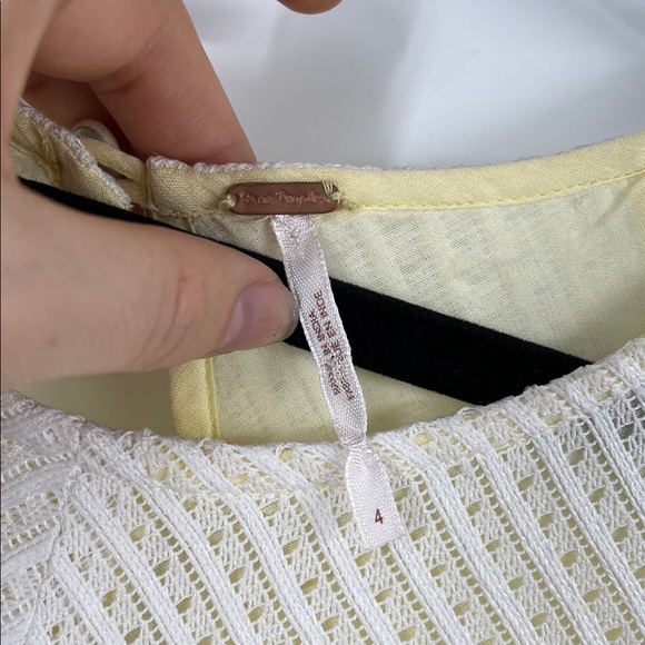 Free People Lace Rocco White and Yellow Mini Dress Size 4 - Picture 7 of 10